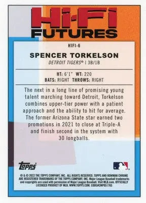 Spencer Torkelson 2022 Bowman Hi-Fi Futures #HIFI-6 Detroit Tigers - Baseball Card Single