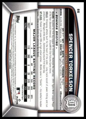 Spencer Torkelson 2023 Bowman #86 Detroit Tigers - Baseball Card Single