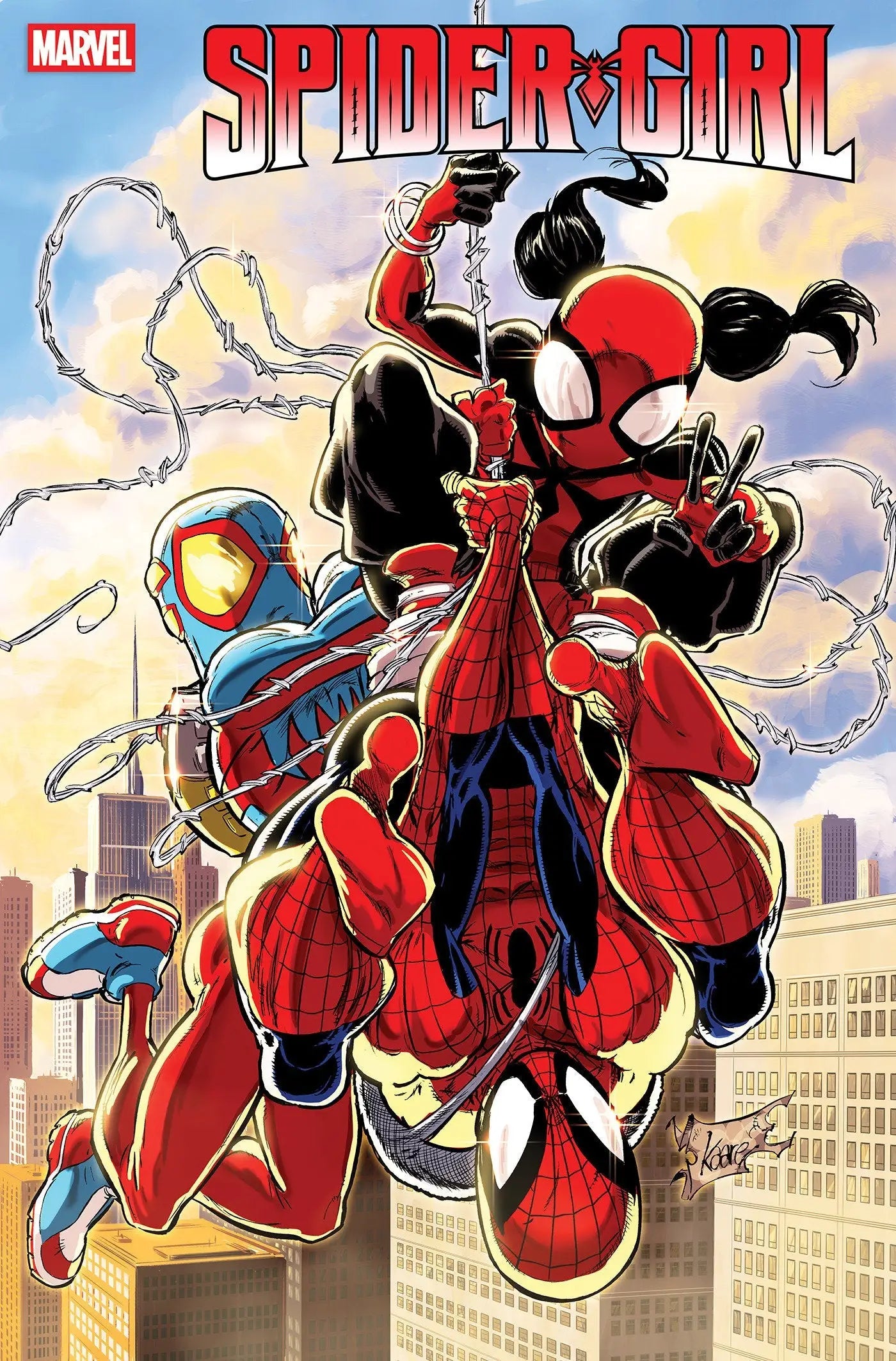 Sensational Spider-Girl comic book cover featuring Kaare Andrews foil variant artwork