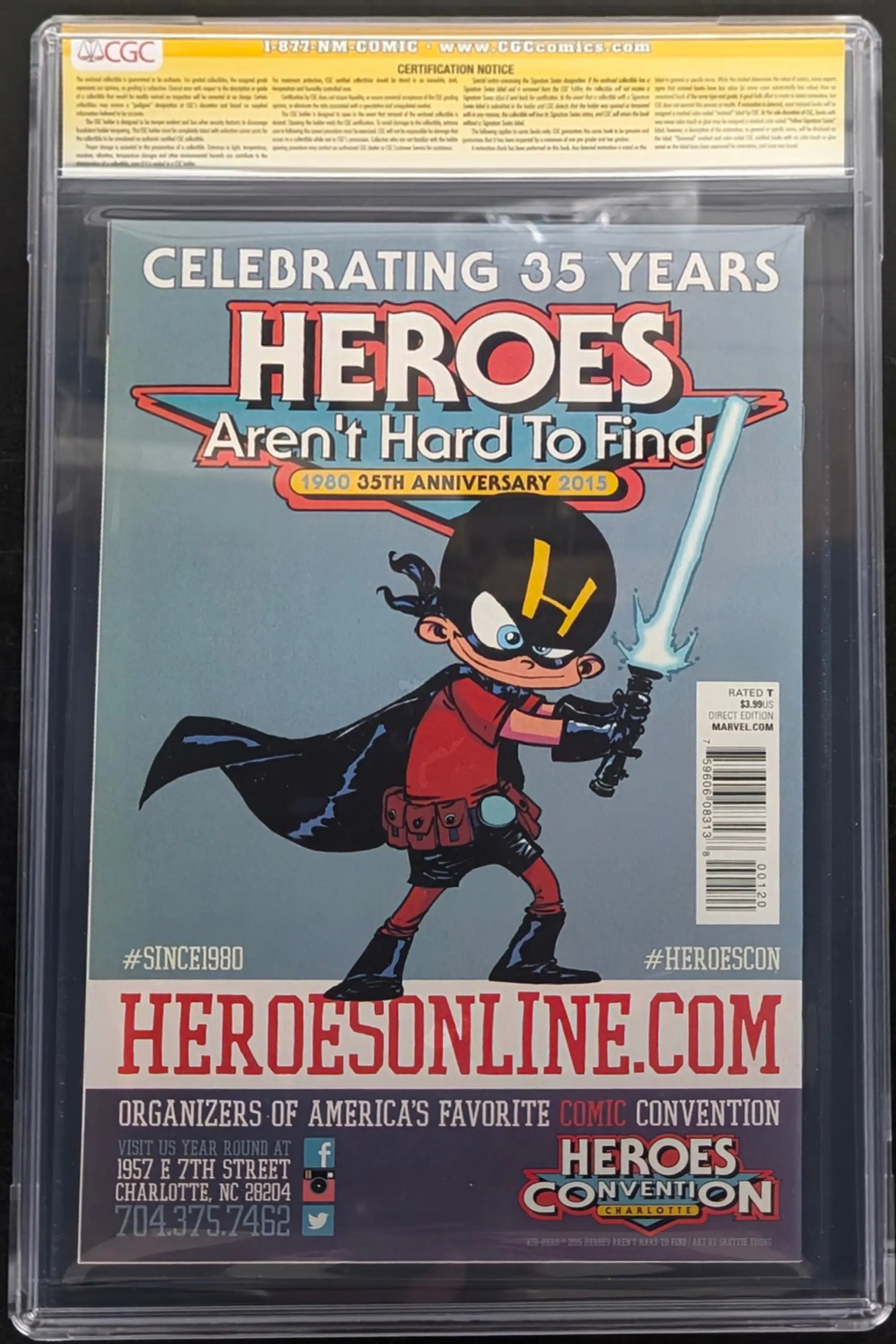 Graded comic book with Heroes Aren’t Hard To Find 35th Anniversary cover signed by Jason Latour and Rico Renzi