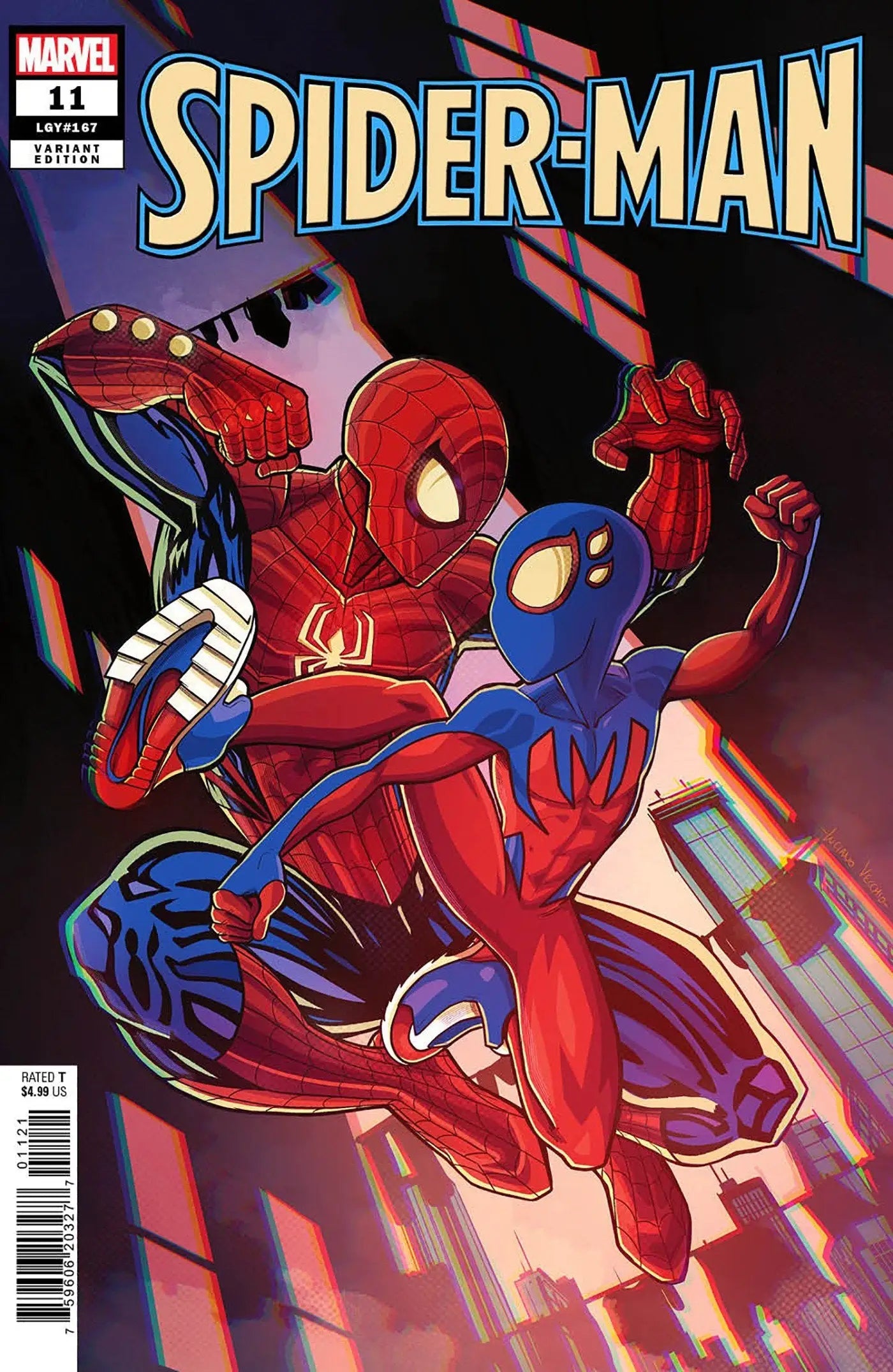 Spider-Man 11 Luciano Vecchio Variant figures swinging in dynamic action for collectors