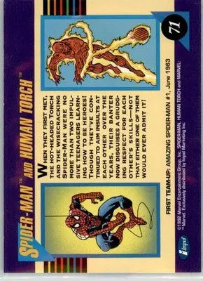 Spider-Man and Human Torch - 1992 Impel Marvel Universe - NM - #71 - Marvel Card Single