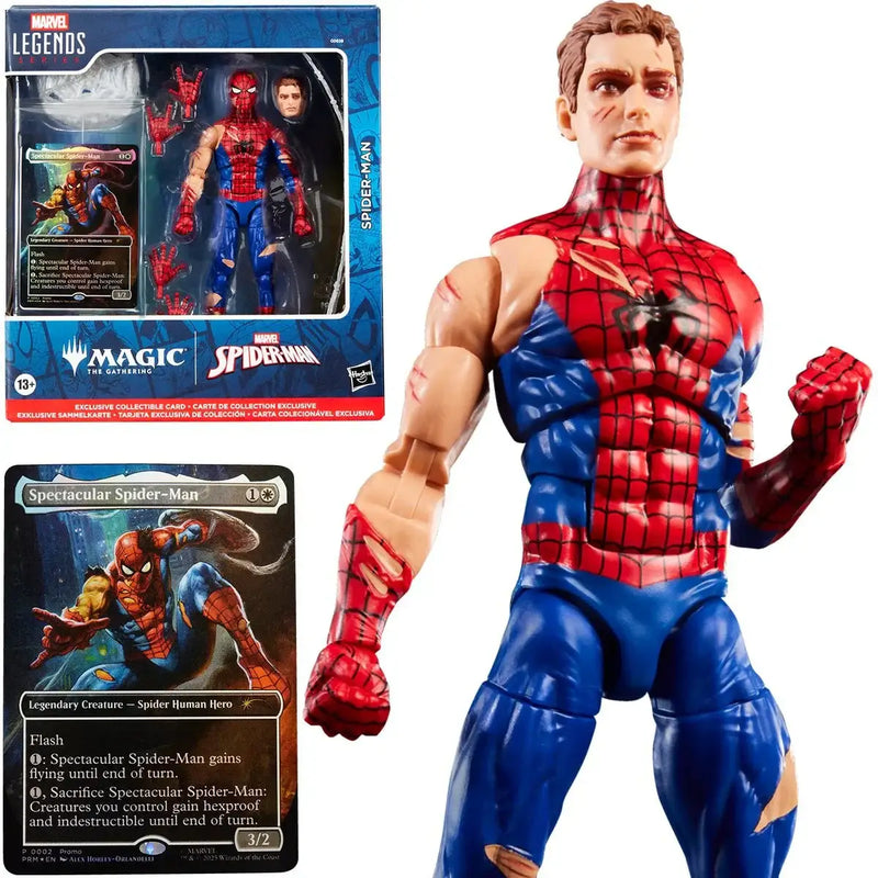Spider-Man Marvel Legends MTG: Battle-Damaged Spider-Man 6’’ Action Figure and Card - Action Figure & Toy