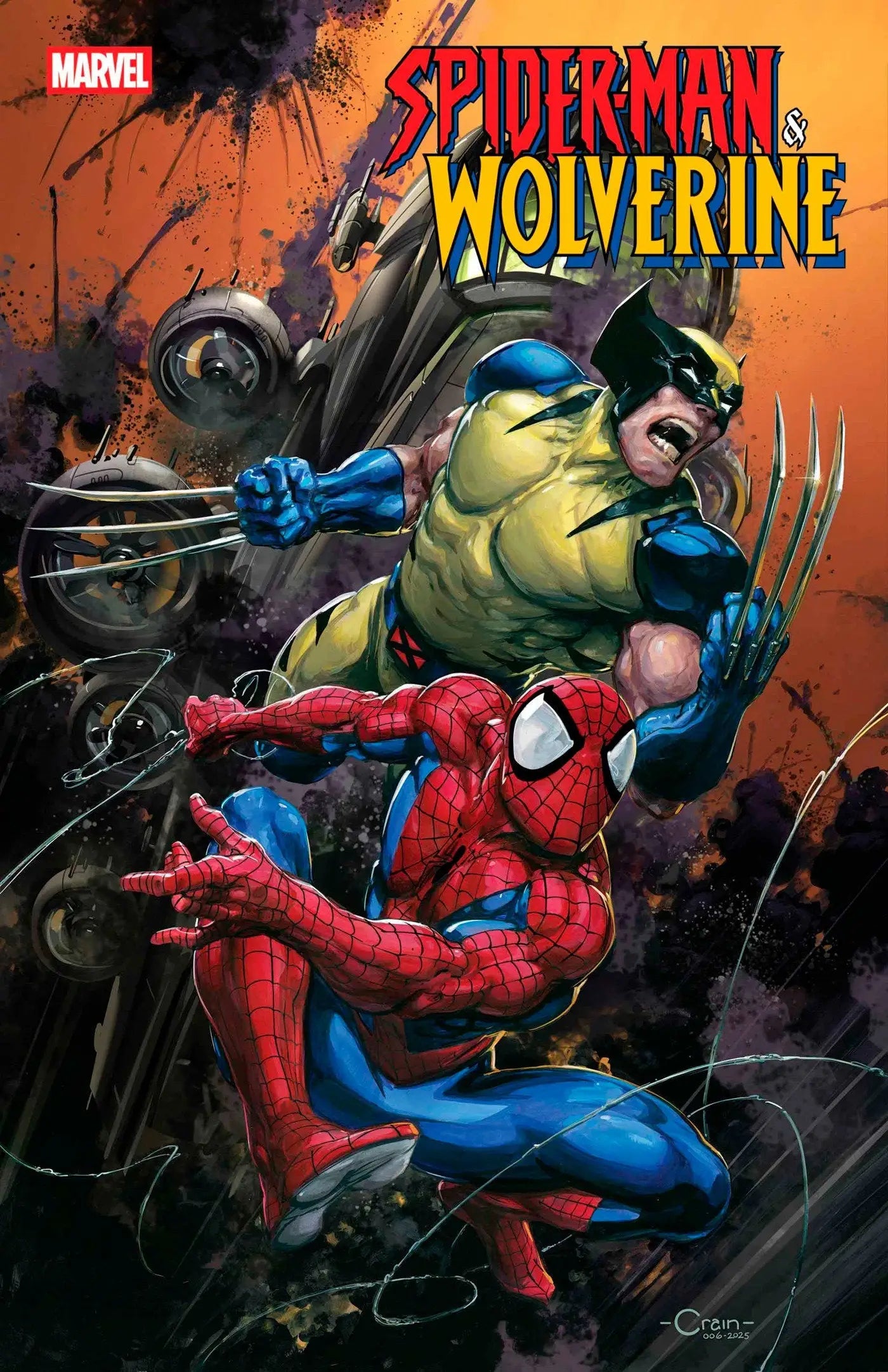 Comic book cover featuring Spider-Man and Wolverine from Clayton Crain Variant