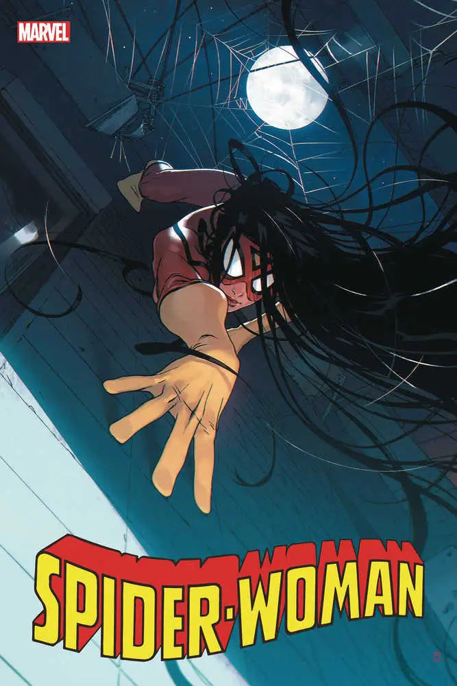 Dramatic Spider-Woman #1 Bengal Variant cover depicts a figure falling in moonlit darkness
