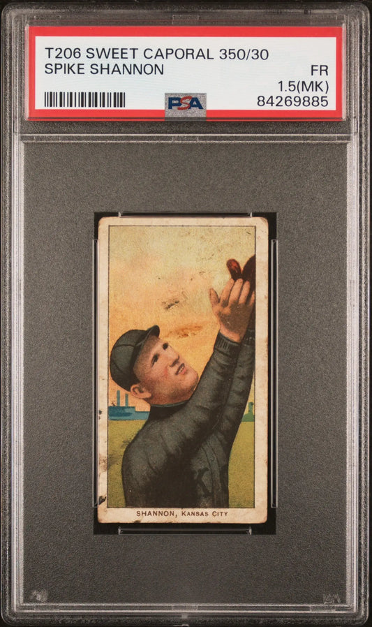 Spike Shannon 1909-11 T206 Sweet Caporal 350/30 PSA 1.5 Fair MK - Baseball Card Single