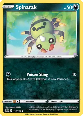 Spinarak - Lost Origin - 112/196 - Reverse Holo LP Pokemon - Pokémon Card Single