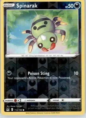 Spinarak - Lost Origin - 112/196 - Reverse Holo LP Pokemon - Pokémon Card Single