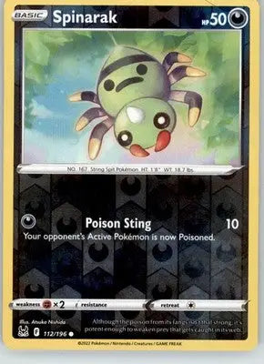 Spinarak - Lost Origin - 112/196 - Reverse Holo LP Pokemon - Pokémon Card Single