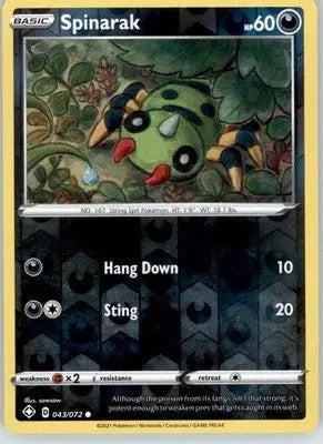 Spinarak - Shining Fates - 043/072 - Reverse Holo LP Pokemon - Pokémon Card Single