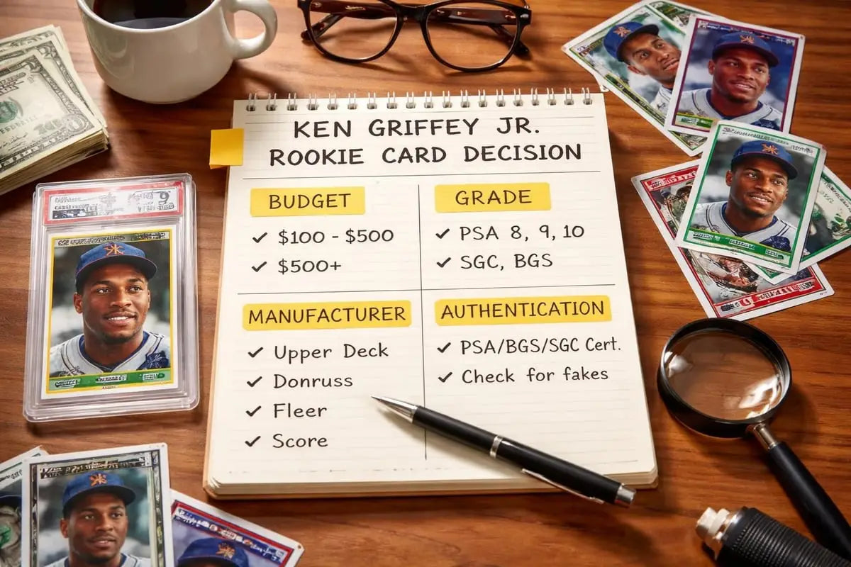 Ken Griffey Jr rookie card notebook titled Ken Griffey Jr