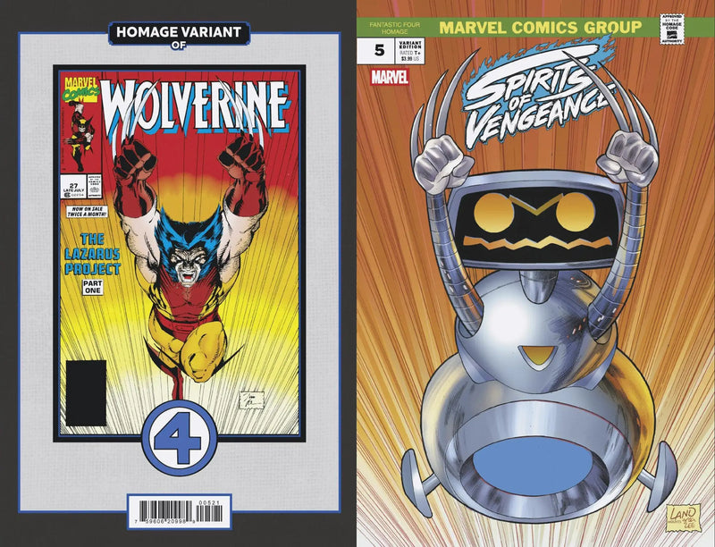 Two comic book covers featuring Greg Land Fantastic Four homage by Land Fantastic Four
