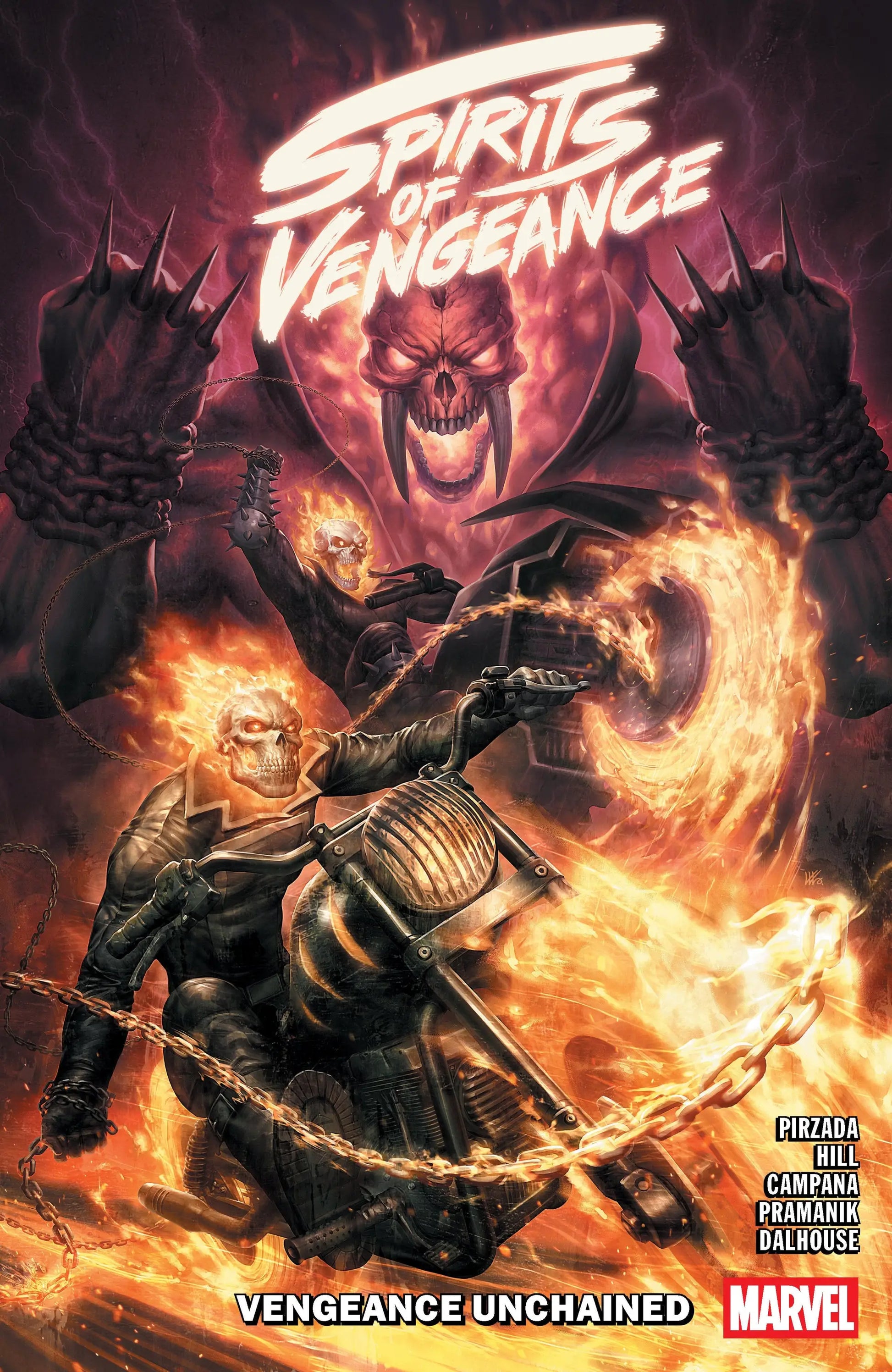 Spirits of Vengeance comic book cover featuring Ghost Riders and Vengeance Unchained art