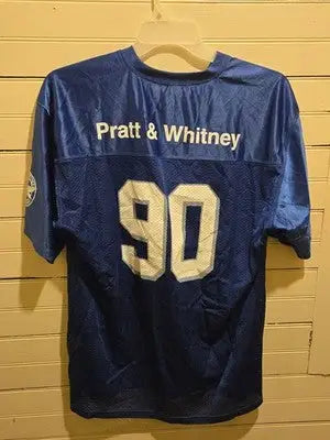 Sport-Tek Jersey Mens L Pratt & Whitney 90 Blue Mesh Short Sleeve Logo Authentic - Apparel