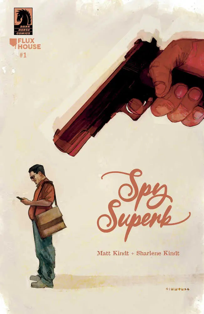 Comic book cover of Spy Superb #1 featuring a person threatened by a gun above them