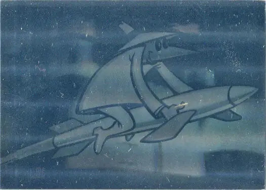 Cartoon-style spaceship with pointed nose in Spy VS. Spy chase card design