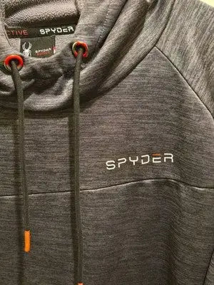 Spyder Mens XL Hoodie Pullover Gray Active Drawstring Zipper Pocket - Apparel