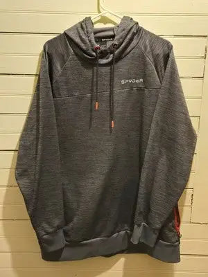 Spyder Mens XL Hoodie Pullover Gray Active Drawstring Zipper Pocket - Apparel
