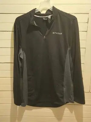Spyder Pullover Mens XXL Black Gray Quarter Zip Active Performance Thermal Top - Apparel