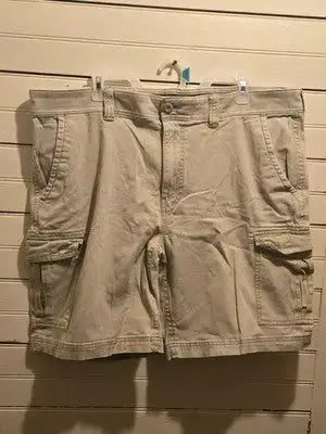 St Johns Bay Cargo Shorts Mens 42 Khaki 98% Cotton Stretch 6-Pocket Summer - Apparel