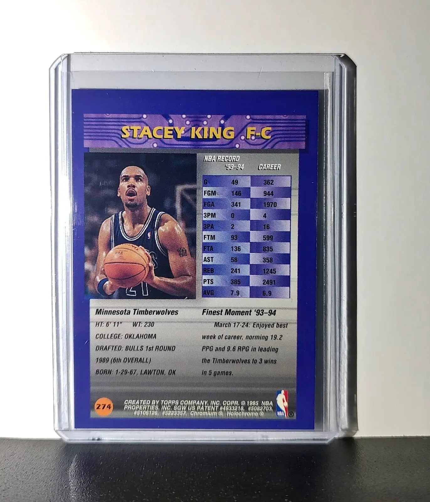 Stacey King 1994-95 Topps Finest #274 Basketball Card - Basketball Card Single
