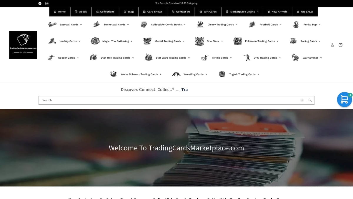 Stack of colorful sports cards in card shop display