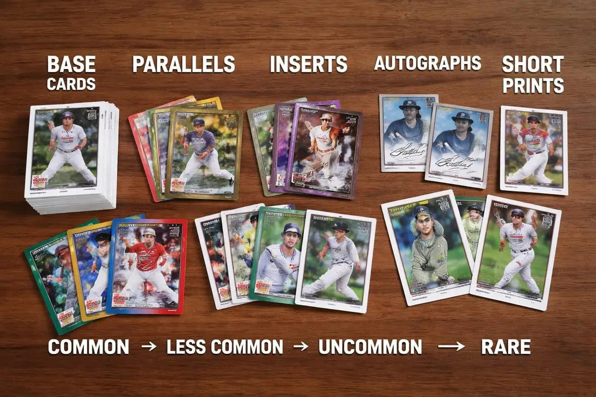 Topps baseball cards 2022 stack by rarity, white-bordered action poses