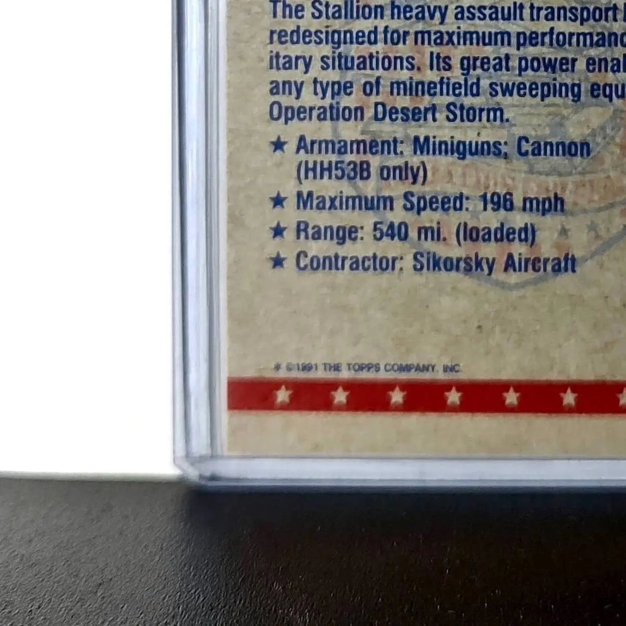 Stallion Helicopter 1991 Topps Desert Storm #8 Card