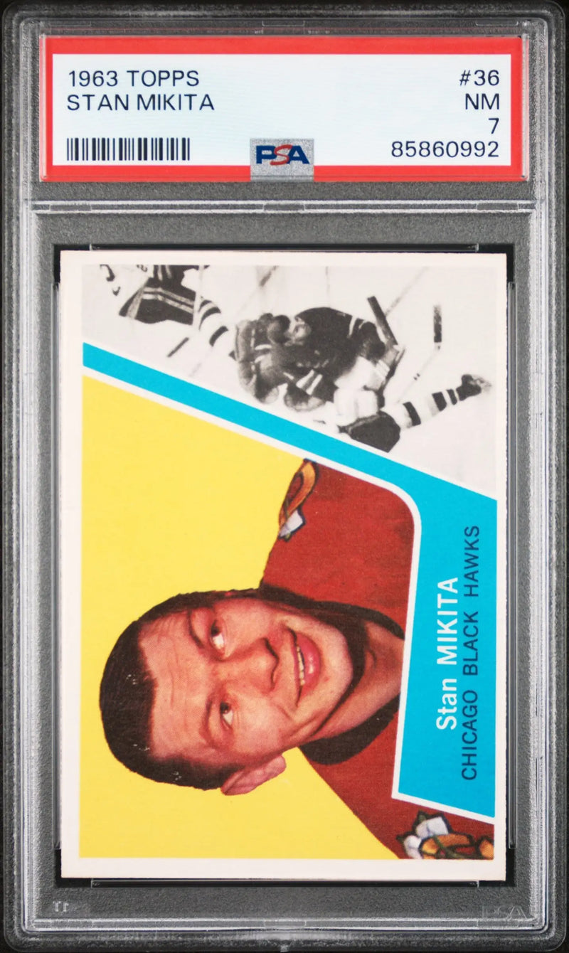 Stan Mikita 1963 Topps #36 PSA 7 Neat Mint - Hockey Card Single