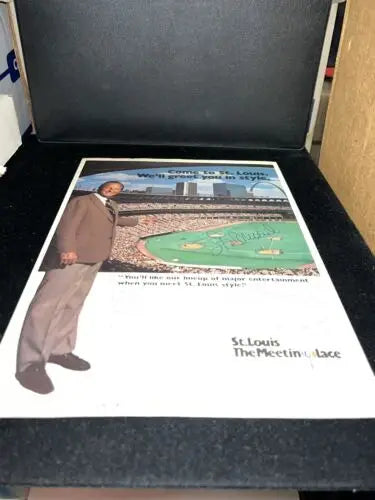 St. Louis tourism advertisement featuring Stan Musial Missouri Baseball auto JSA print ad
