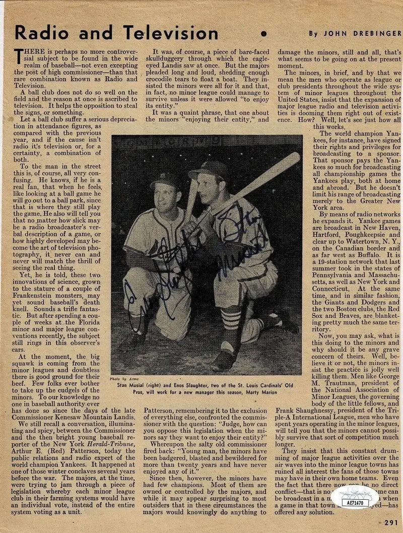 Stan Musial Enos Slaughter Signed Vintage Photo 1951 St Louis Cardinals JSA AUTO - Sports Memorabilia