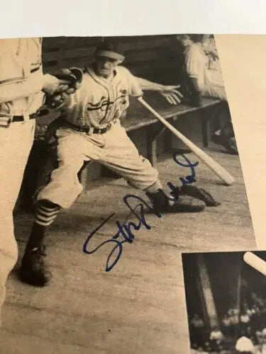 Autographed vintage baseball photo of Musial St Louis Cardinals signed sport magazine page