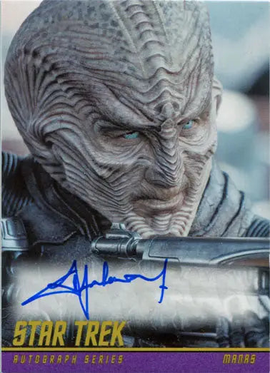 Star Trek Beyond Classic Autograph Card featuring Joe Taslim as Manas with blue ink autograph