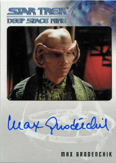 Trading card of Ferengi character from Star Trek DS9 signed by Max Grodenchik as Rom