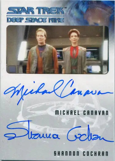 Autographed Star Trek Deep Space Nine trading card of Michael Canavan and Shannon Cochran