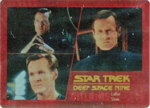 Star Trek DS9 Heroes & Villains trading card featuring three headshots of a character