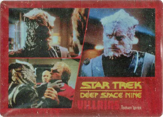Star Trek DS9 Heroes & Villains Metal Base Parallel Chase Card featuring alien characters