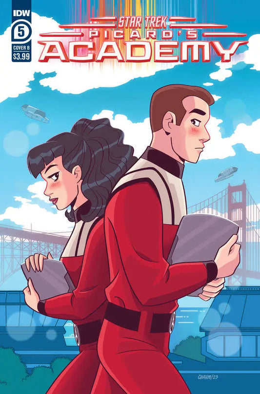 Comic book cover for Star Trek: Prodigy Academy with characters in red uniforms and devices
