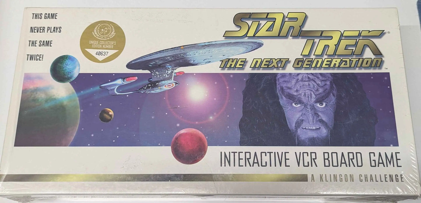 Star Trek The Next Generation Interactive VCR Board Game box with Klingon and space imagery