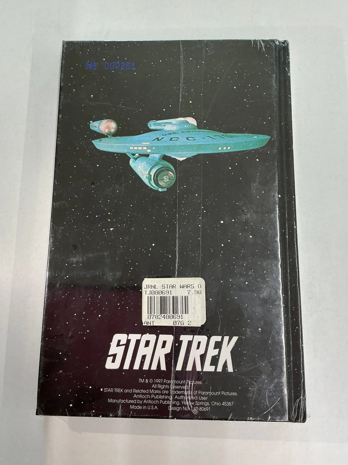 Star Trek the Original Series Blue Foil Journal with spaceship cover and bookmark