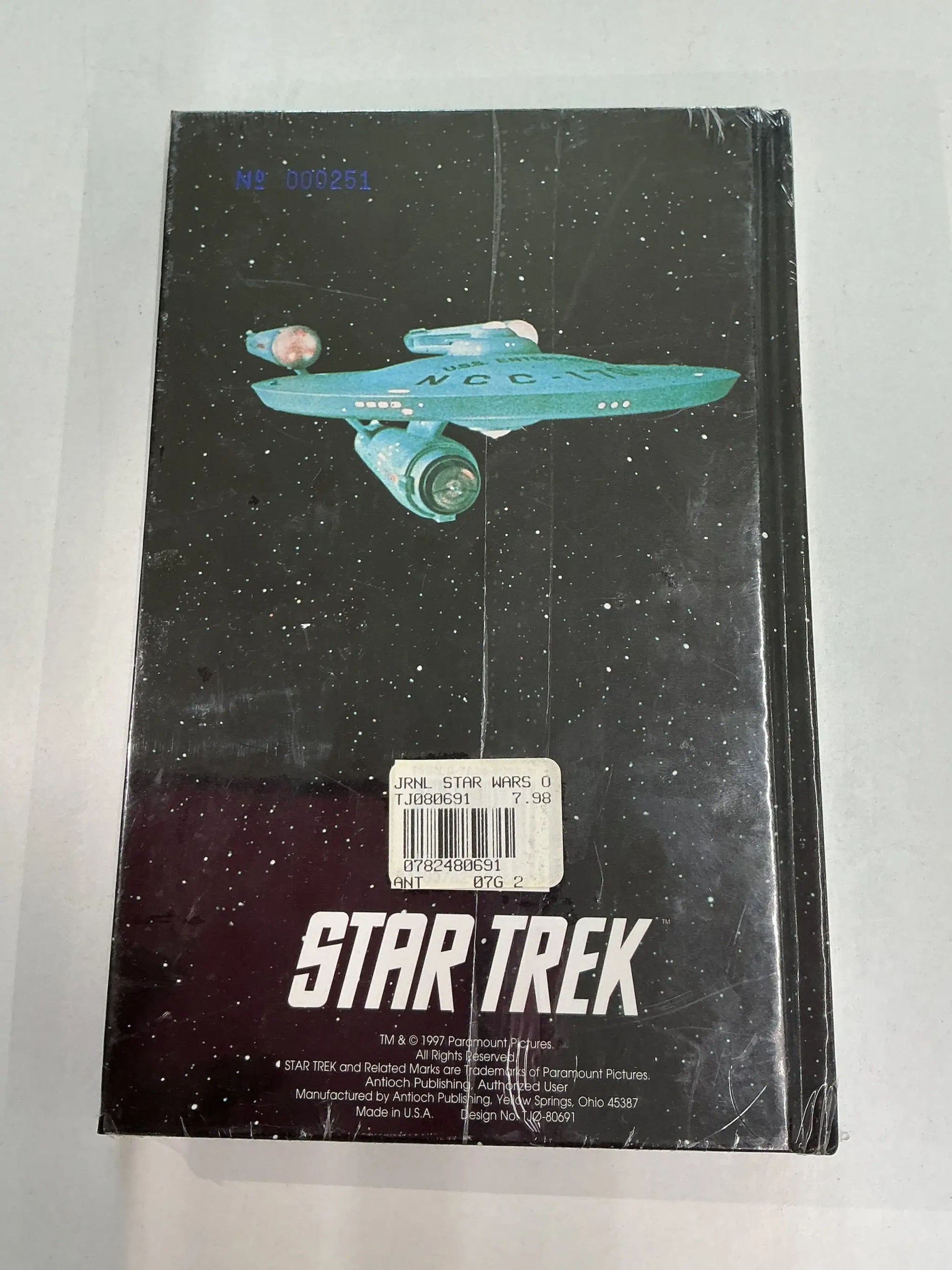 Star Trek the Original Series Blue Foil Journal with spaceship cover and bookmark