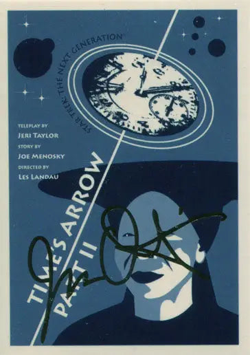 Stylized movie poster for The Time Arrow featuring a clock face and silhouette in trading cards