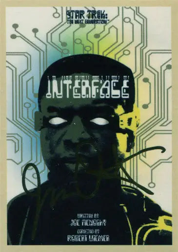 Stylized Star Trek TNG poster with dark humanoid head for trading cards collectors