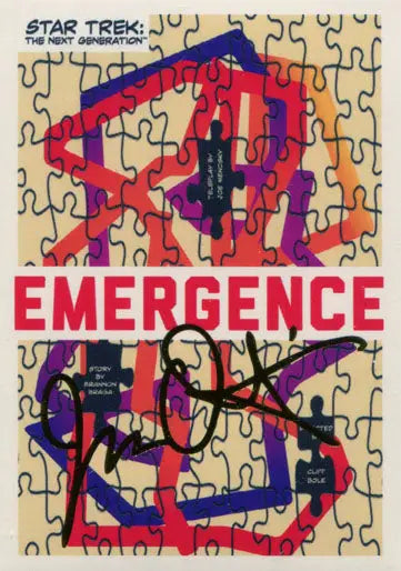 Puzzle piece with EMERGENCE design in red and purple for Star Trek TNG trading cards