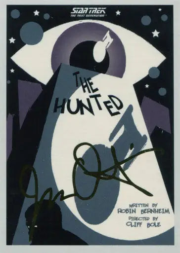 Stylized ghost-like figure with The Hunted in Star Trek TNG trading card design