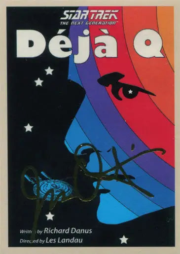 Book cover for Star Trek: The Next Generation episode Déjà Q featured on trading cards