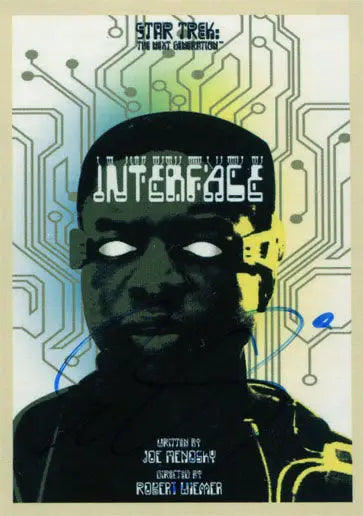 Stylized Interface poster with dark head silhouette in Juan Ortiz Autograph Parallel Card