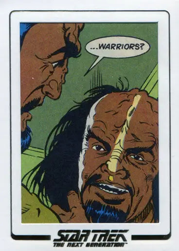 Comic Cut Archives illustration of two men’s faces with speech bubble saying Warriors