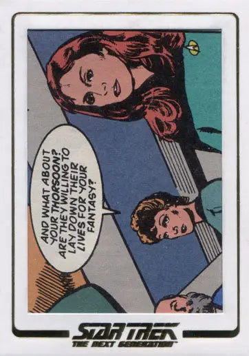 Comic Cut Archives illustration of two characters in retro sci-fi setting with speech bubbles