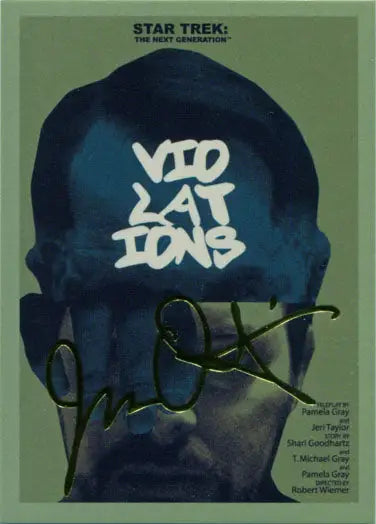 Gold foil stamped trading card featuring blue silhouette and VID LAT IONS text